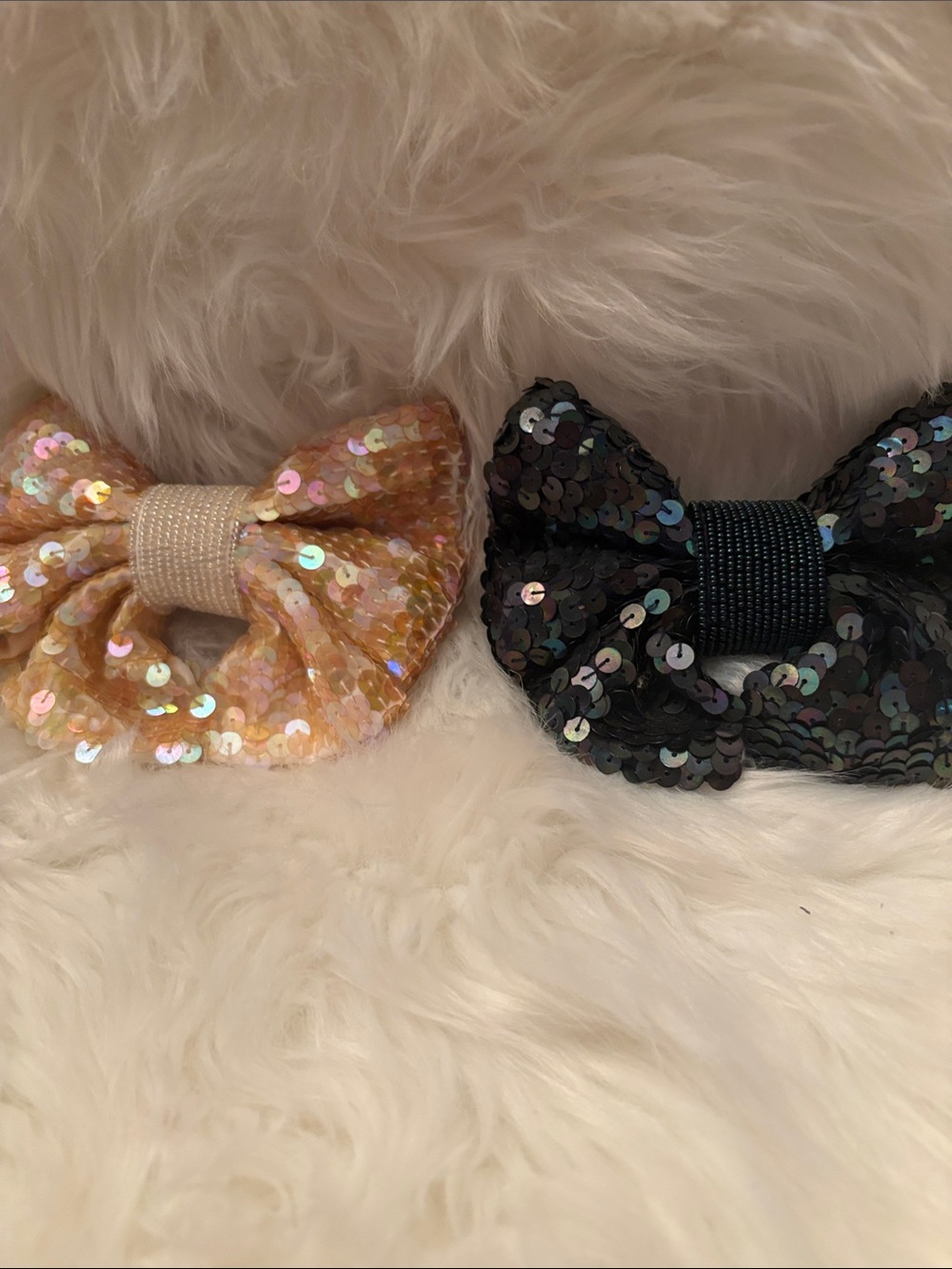 Sequin Bow Hair Clips Cream Aurora Beralis- &Black